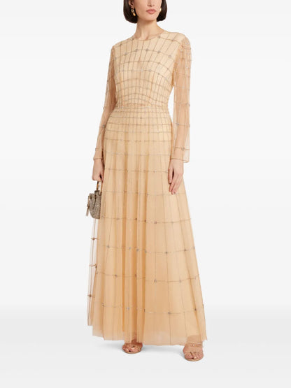 Grid-Effect Maxi Dress