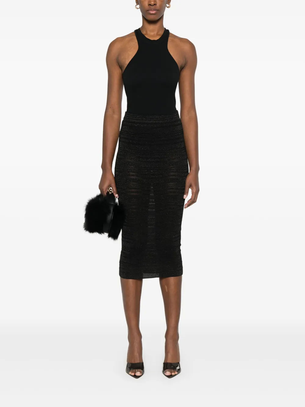 Ribbed-Knit Midi Skirt