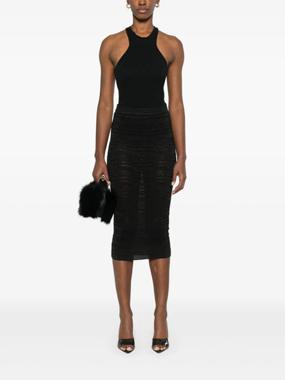 Ribbed-Knit Midi Skirt