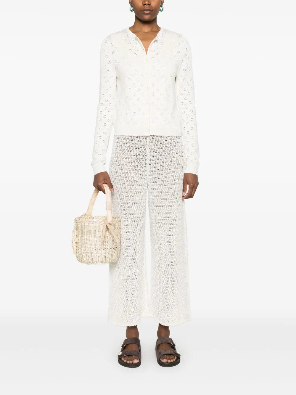Pointelle-Knit Cardigan
