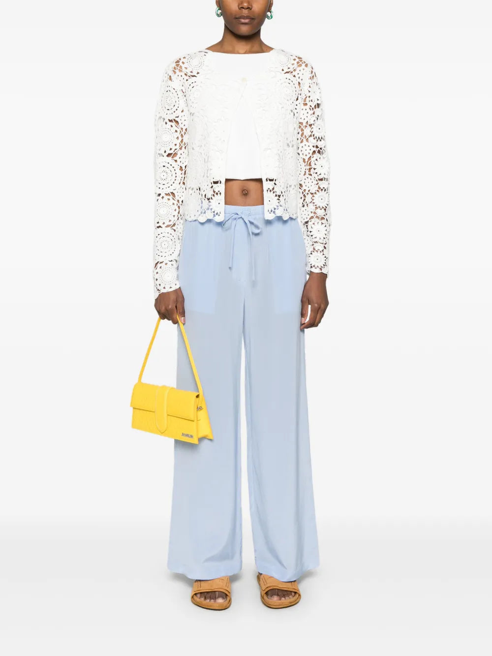 Guipure-Lace Cropped Jacket