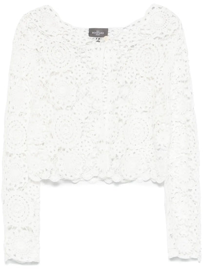 Guipure-Lace Cropped Jacket
