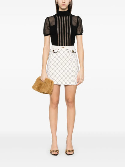 Diamond-Print Crepe Mini Skirt
