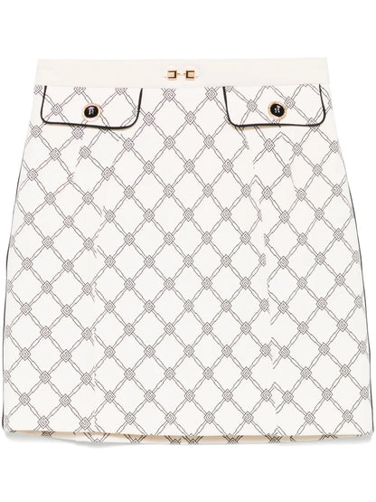 Diamond-Print Crepe Mini Skirt
