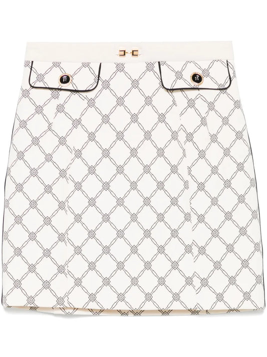 Diamond-Print Crepe Mini Skirt