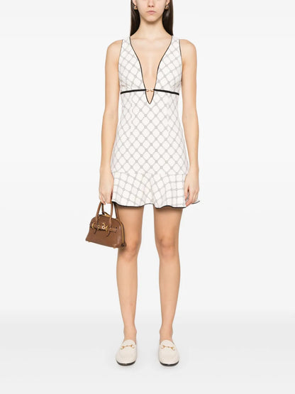 Diamond-Print Crepe Mini Dress