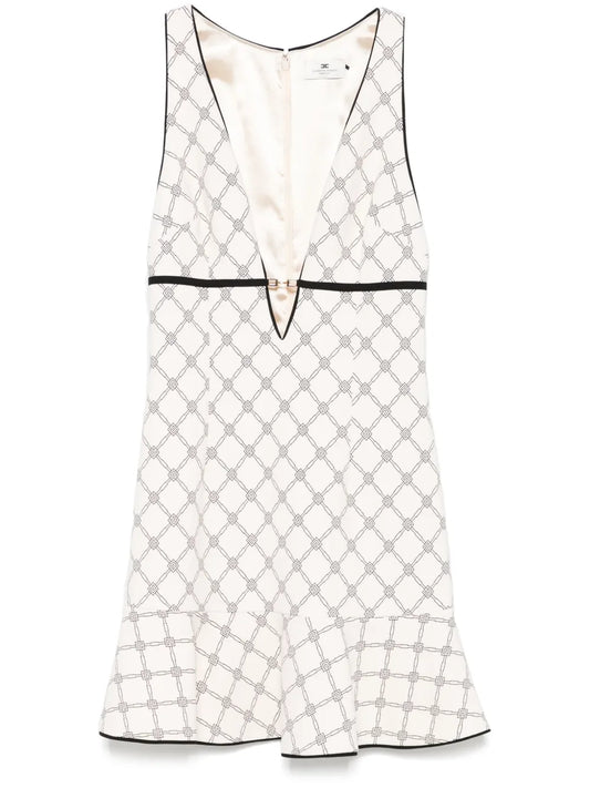 Diamond-Print Crepe Mini Dress