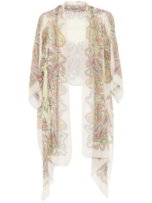 Paisley-Print Silk Cape