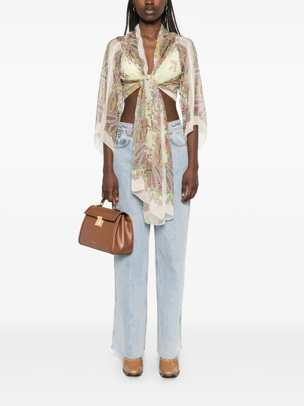 Paisley-Print Silk Cape
