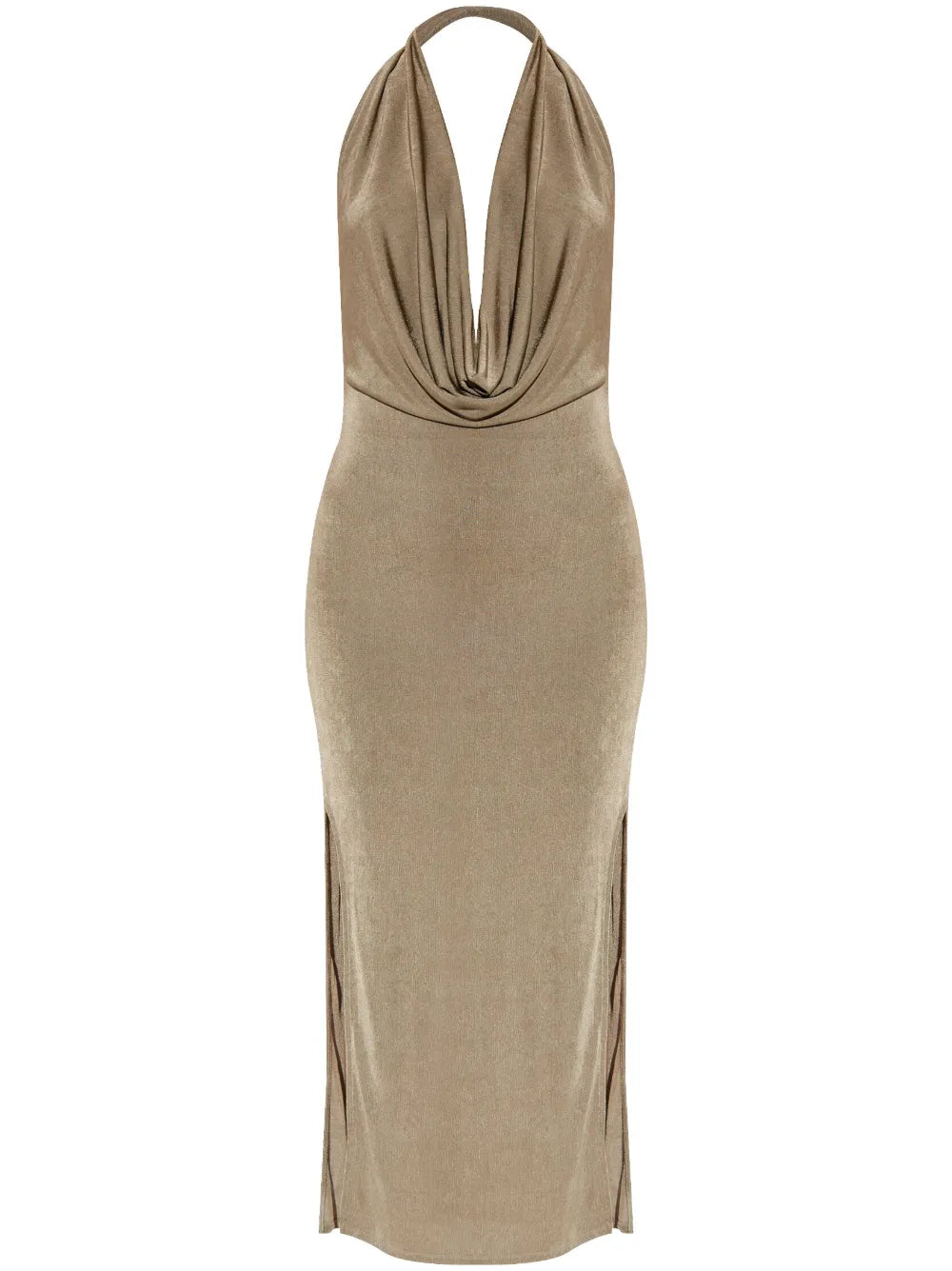 Cowl-Neck Midi Dress