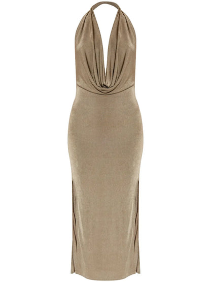Cowl-Neck Midi Dress