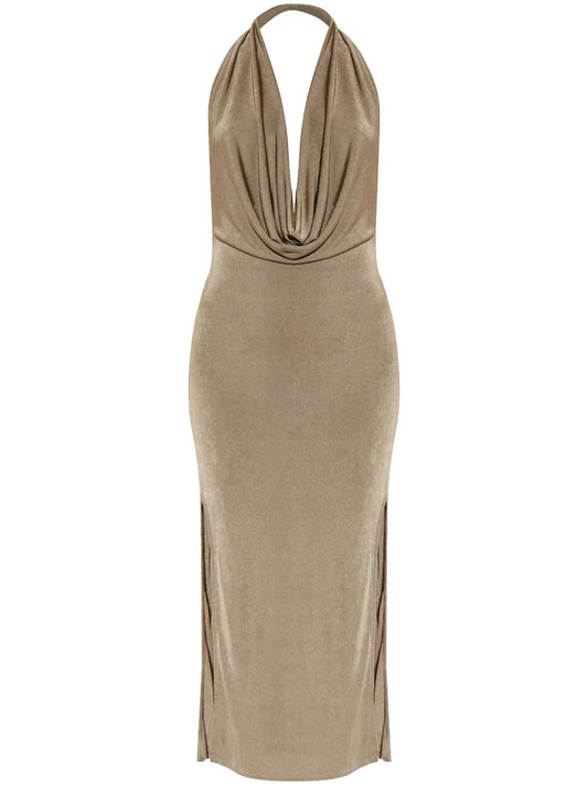 Cowl-Neck Midi Dress