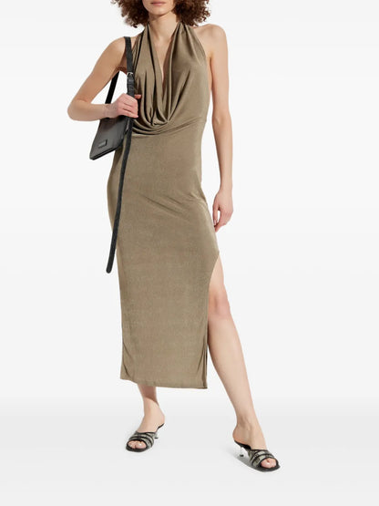 Cowl-Neck Midi Dress