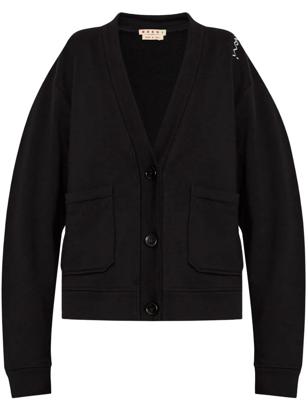Embroidered-Logo Cardigan