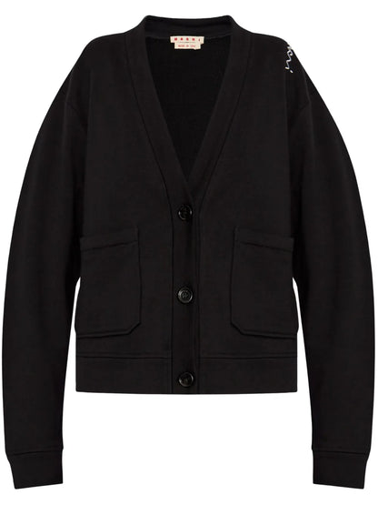 Embroidered-Logo Cardigan