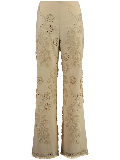 Embroidered Flared Trousers