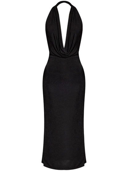 Cowl-Neck Midi Dress