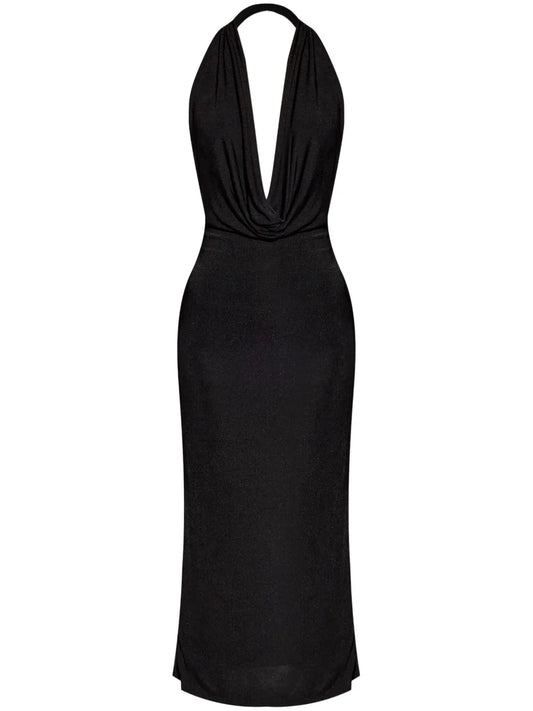 Cowl-Neck Midi Dress