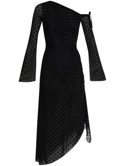 Logo-Flocked Midi Dress