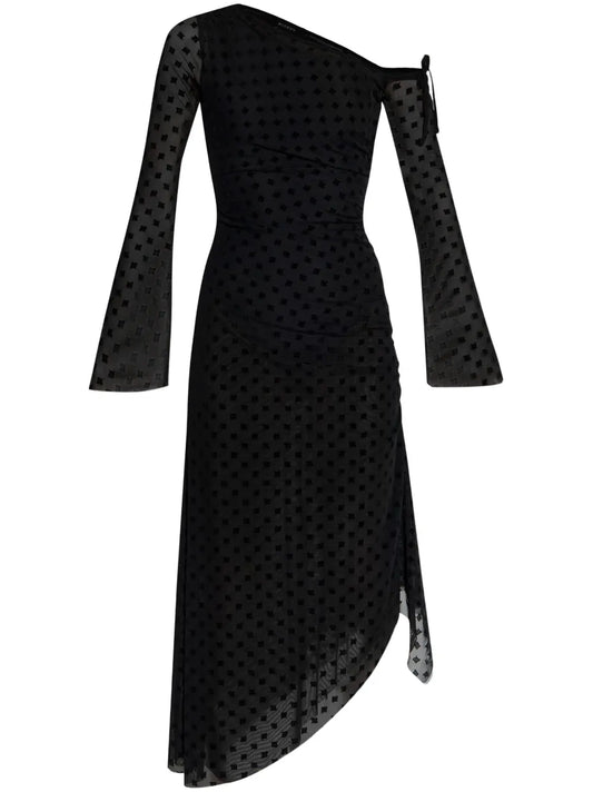Logo-Flocked Midi Dress