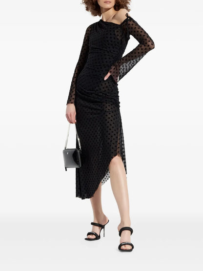 Logo-Flocked Midi Dress