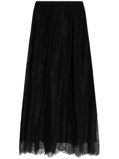 Lace-Detailing Midi Skirt