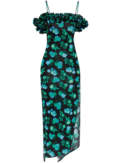 Ruffle-Detail Midi Dress