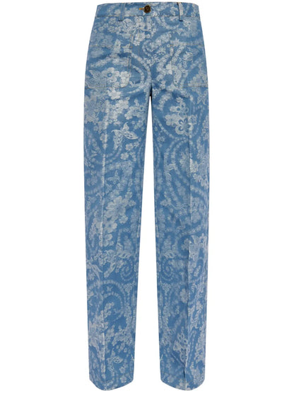 Floral-Print Jeans