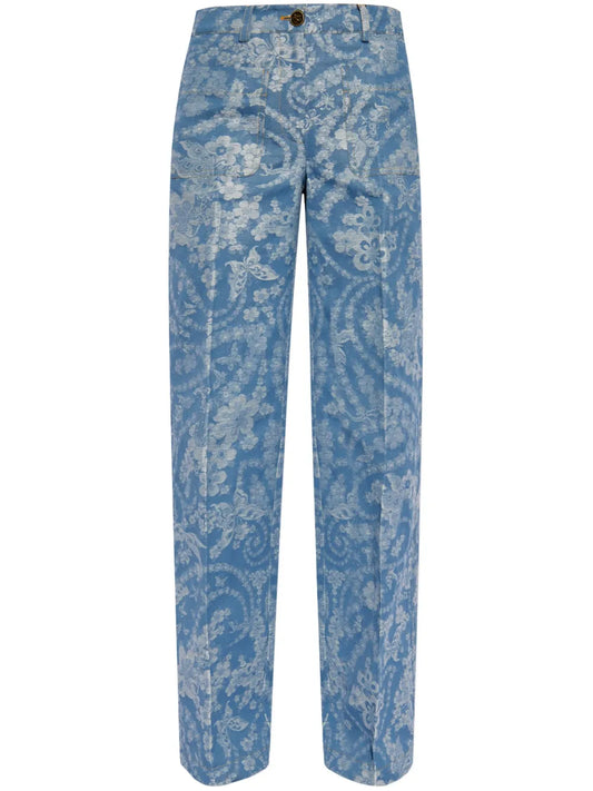 Floral-Print Jeans