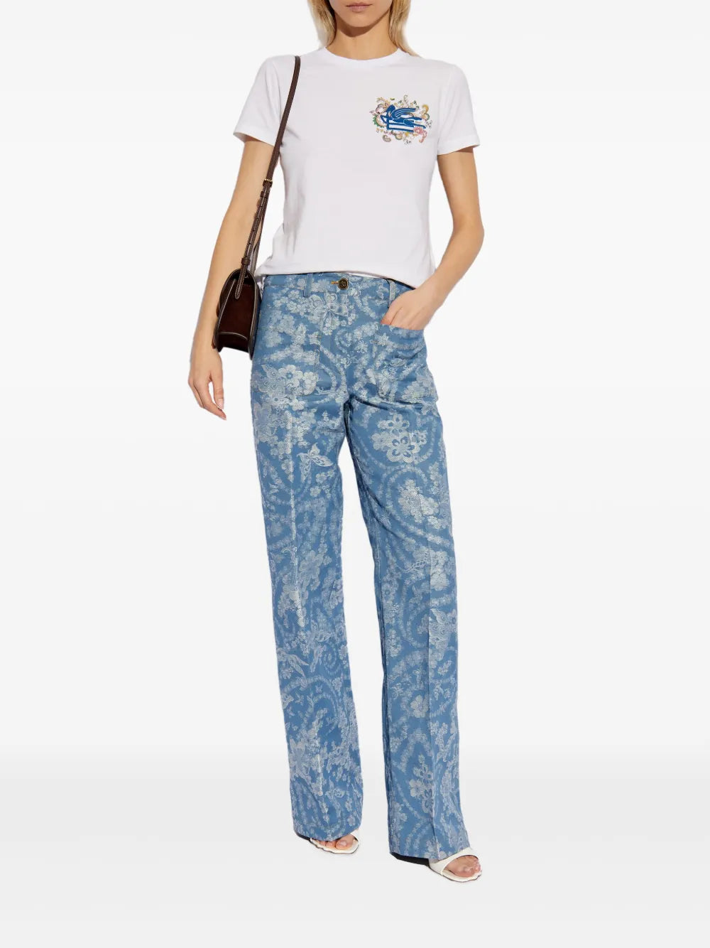 Floral-Print Jeans