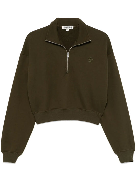 Cropped Half-Zip Sweatshirt