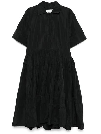 Pintuck-Detailed Midi Dress