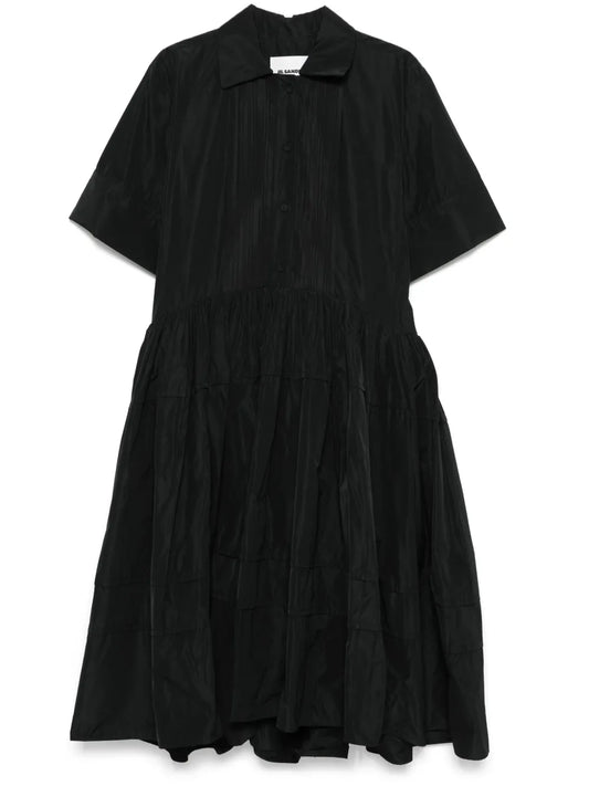 Pintuck-Detailed Midi Dress