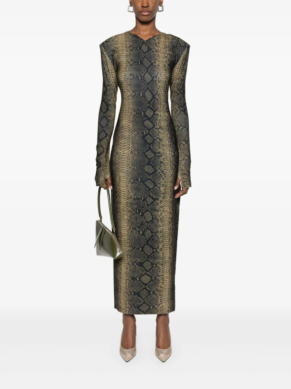 Snake-Print Maxi Dress