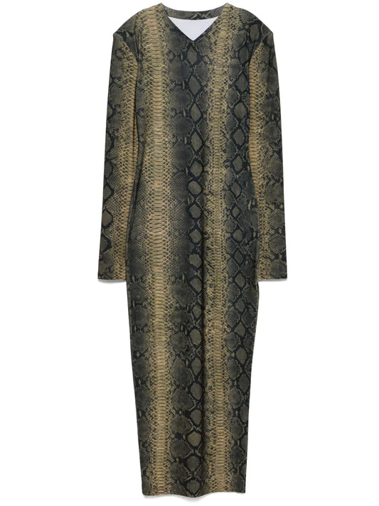 Snake-Print Maxi Dress