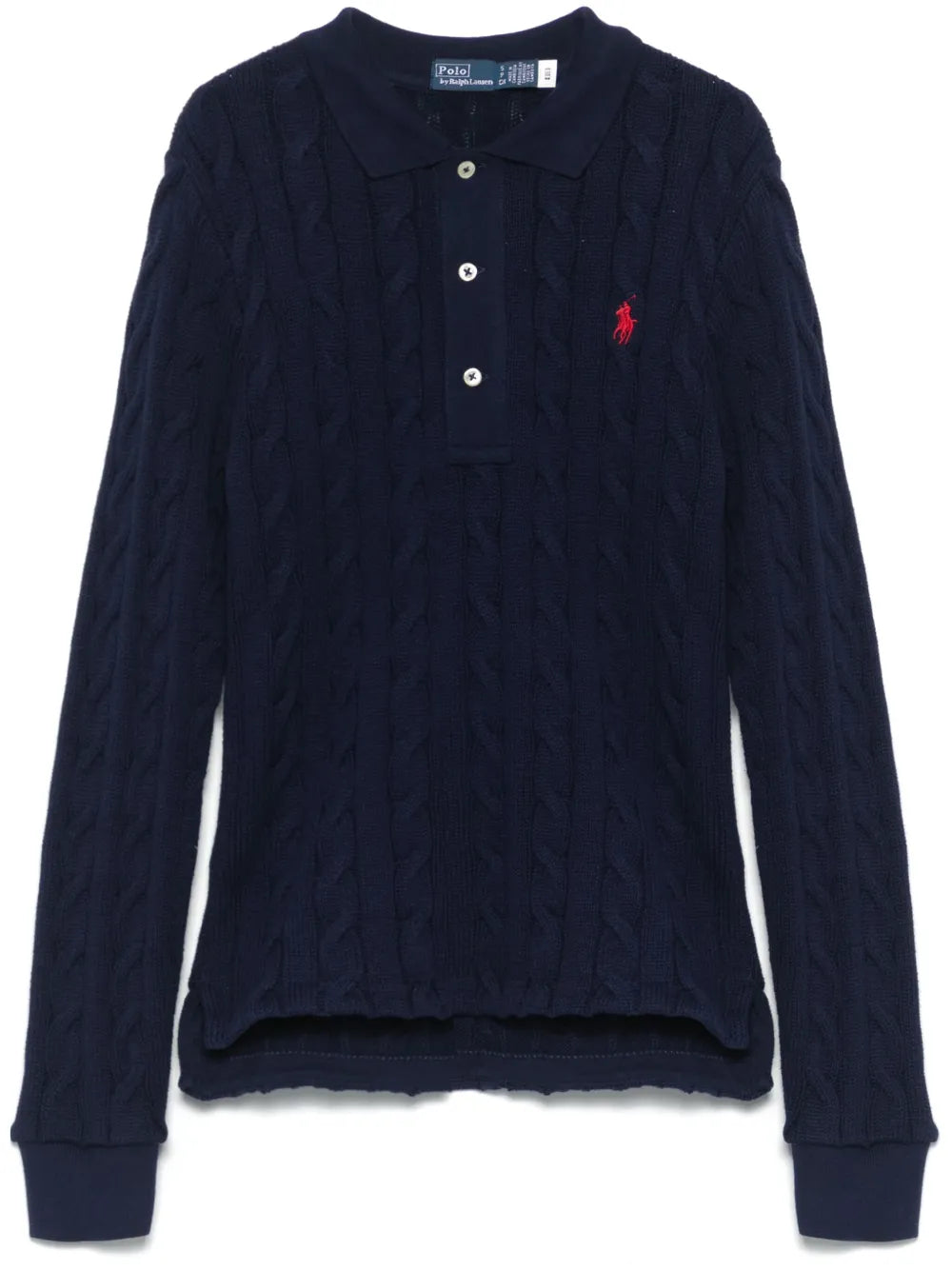 Cable-Knit Cotton Polo Shirt