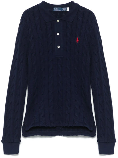 Cable-Knit Cotton Polo Shirt