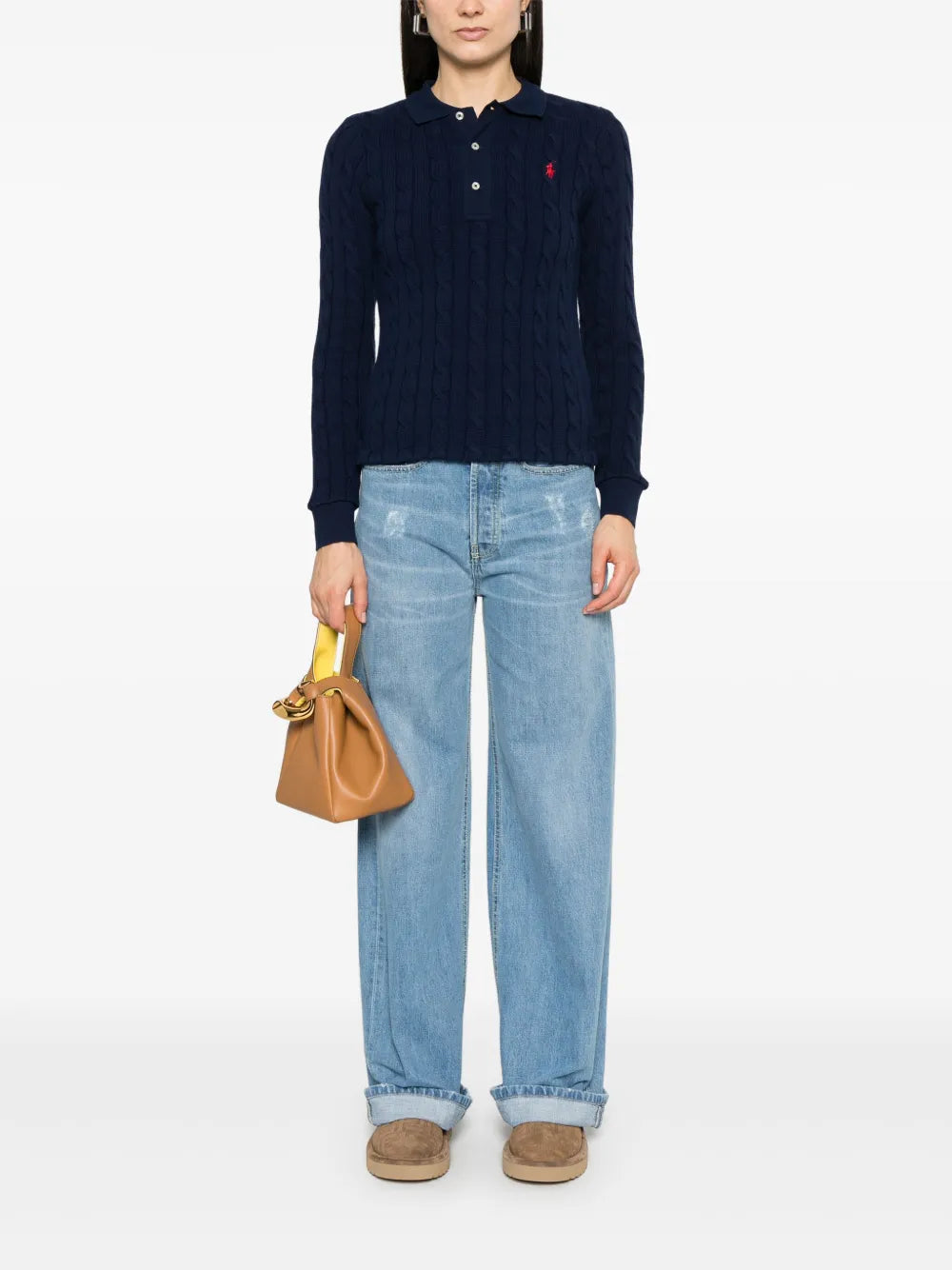 Cable-Knit Cotton Polo Shirt