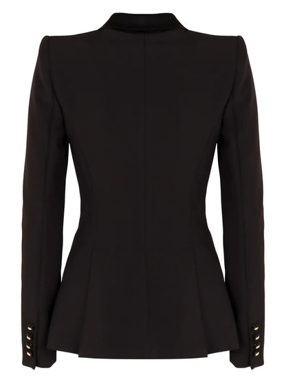 Satin-Lapels Crepe Blazer