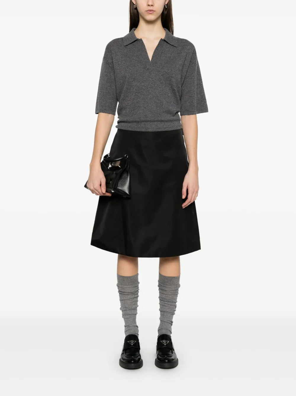 Triangle-Logo Midi Skirt