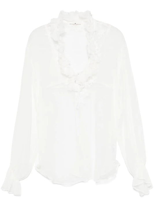 Ruffled-Trim Blouse