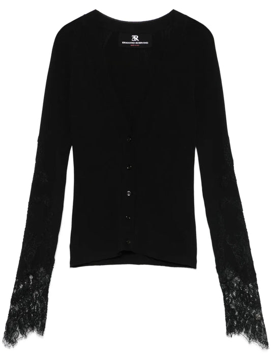 Lace-Panelling Cardigan
