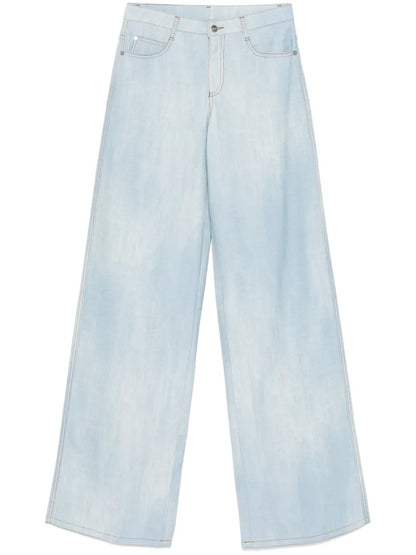 Marocain Denim-Print Trousers