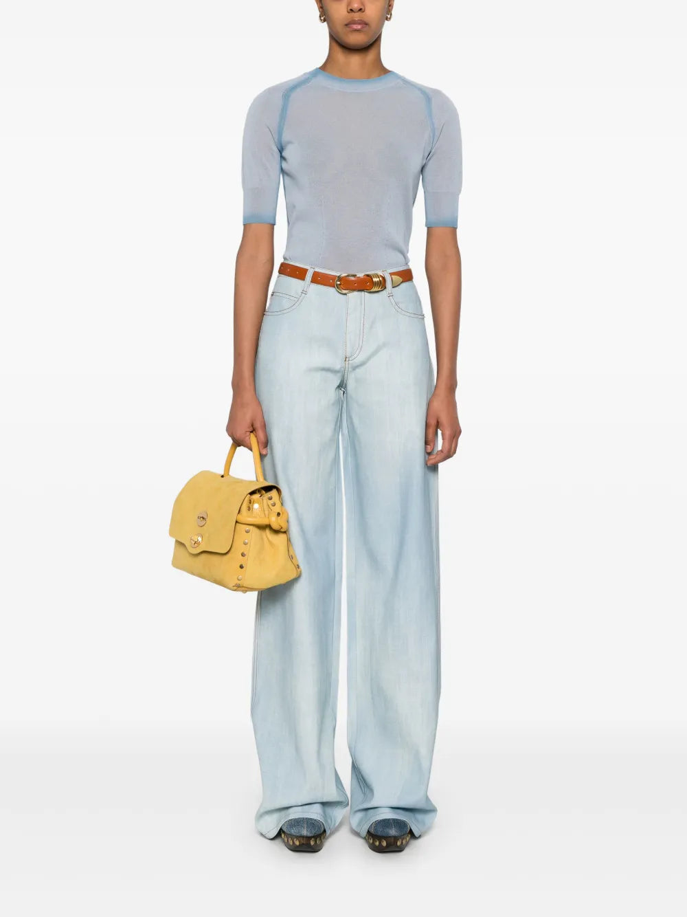 Marocain Denim-Print Trousers