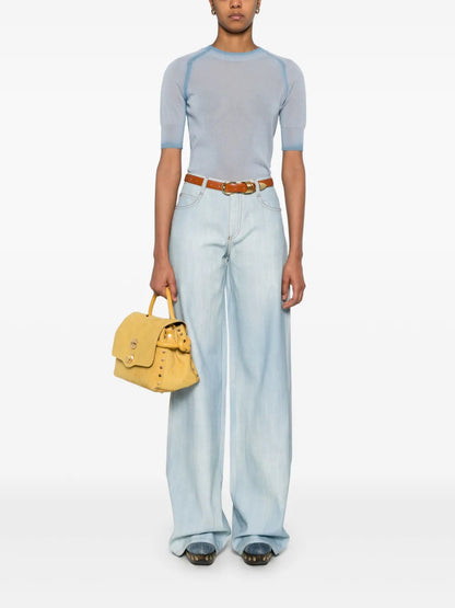 Marocain Denim-Print Trousers