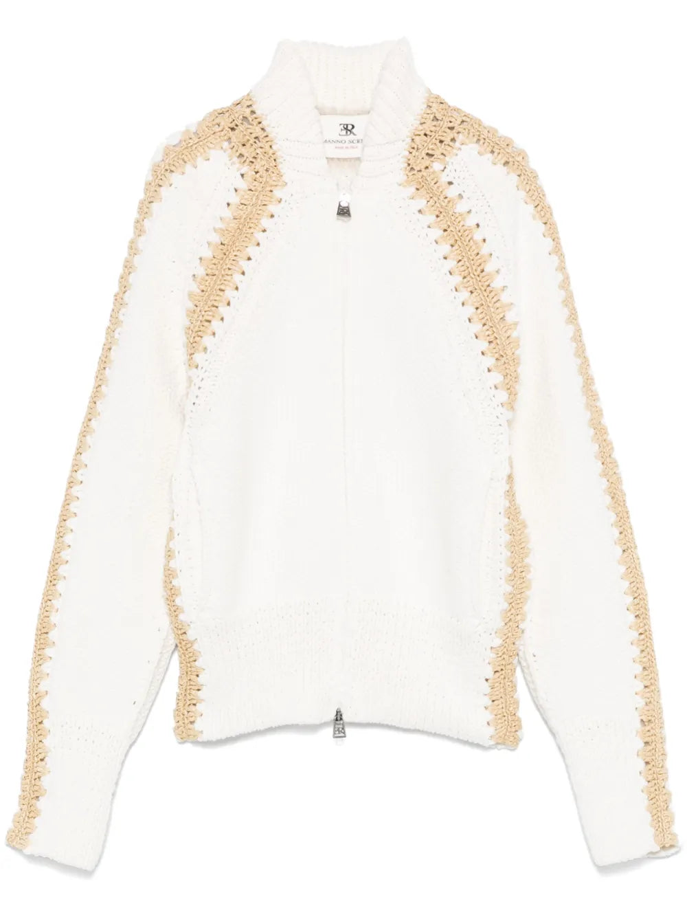 Raffia-Details Cotton Cardigan