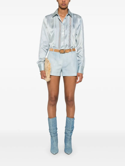 Denim-Print Shorts