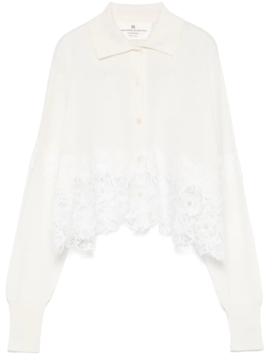 Lace-Panelling Cardigan