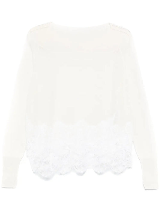 Lace-Panelling Sweater