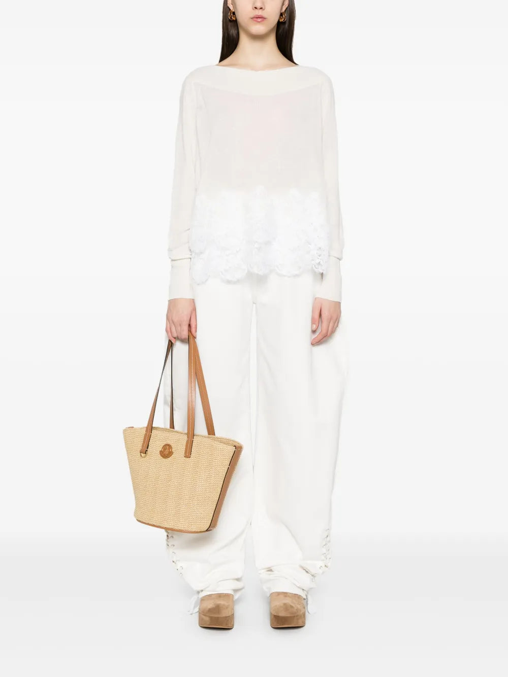 Lace-Panelling Sweater